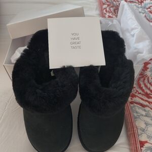 Women's Black Sherling-Lined Slippers By Australian Luxe